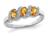 1/2 Carat Three Stone Citrine Ring in Sterling Silver